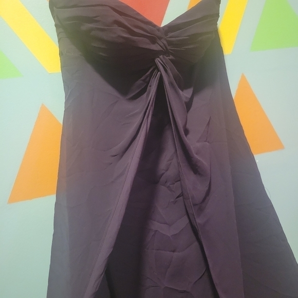 Bill Levkoff Women's Plum Chiffon Strapless Midlength Bridesmaid Gown Size 4 - Picture 3 of 16